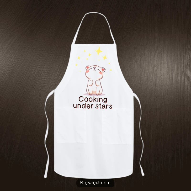 Funny Apron depicting an animal looking up at stars, perfect for kitchen tasks with a hopeful, celestial theme. A practical funny gift.