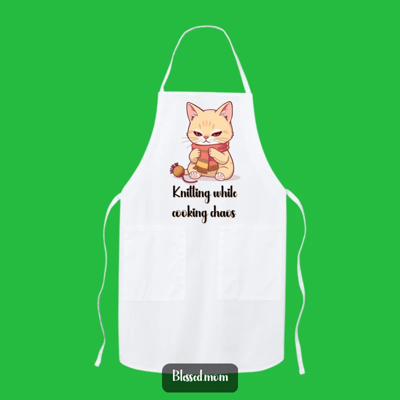 Funny Cat Knitter Apron - Hilarious Gift for Crafty Chefs