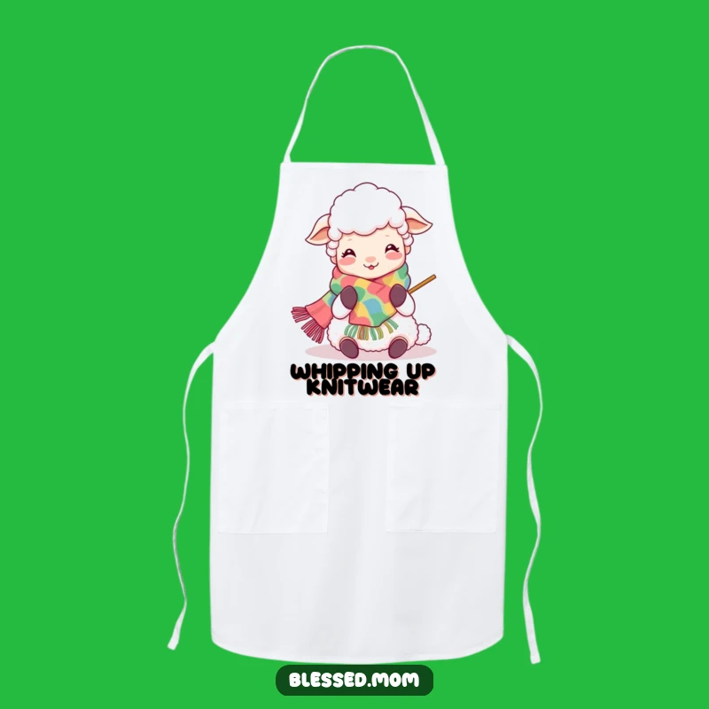 Funny Kawaii Sheep Mom Apron - Joyful Knitter Chef Gift