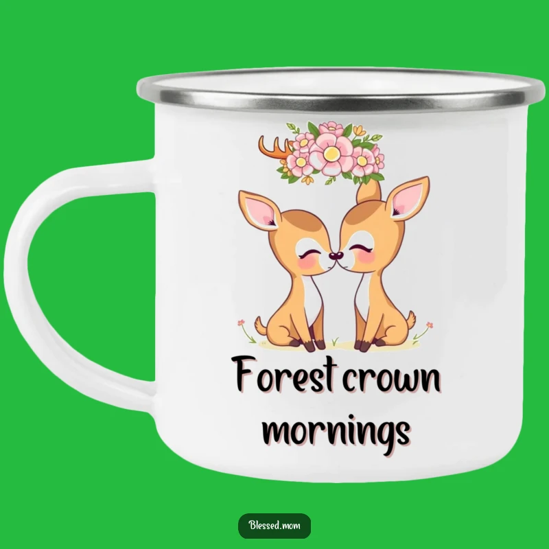 Kawaii Deer Mom Camping Mug - Durable & Charming Floral Gaze Outdoor Drinkware