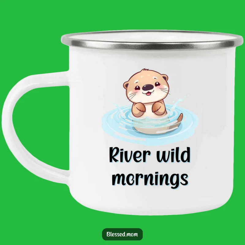 Funny Otter Mom Camping Mug: Playful Splasher, Sparkling Pool Adventure