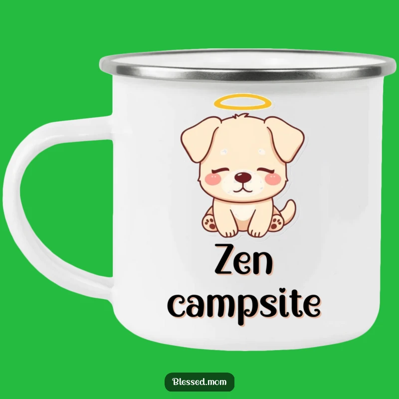 Funny Dog Halo Camping Mug: Cute Enamel Cup, Peaceful Pet Lover Gift, Funny Gift