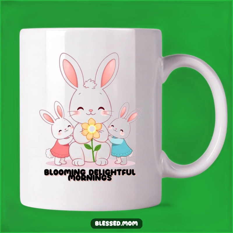 Funny Kawaii Bunny Mom Mug - Flower Gift for Sweet Mothers
