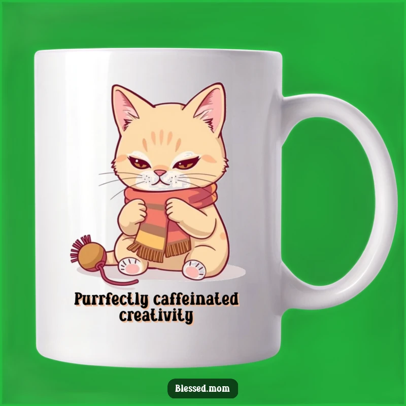 Determined Cat Knitter Mug - Funny Gift for Crafty Cat Lovers