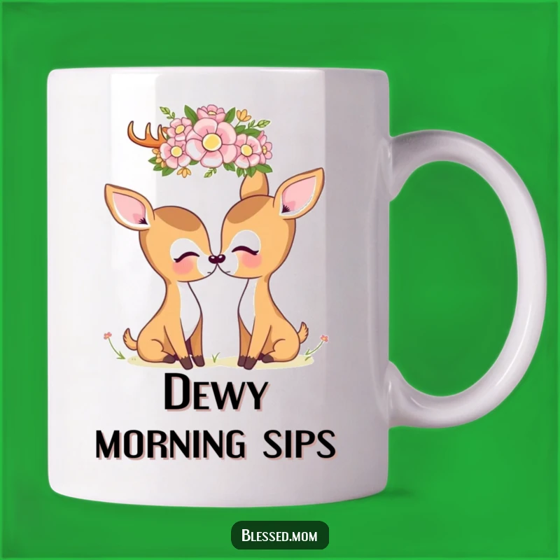 Kawaii Deer Mom Mug - Sweet Floral Crown Gaze, Perfect Gentle Gift