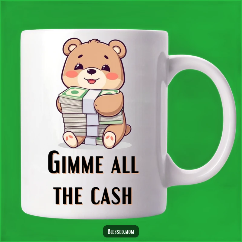 Funny Bear Money Hug Mug - Rich Character Coffee Cup, Hilarious Gift