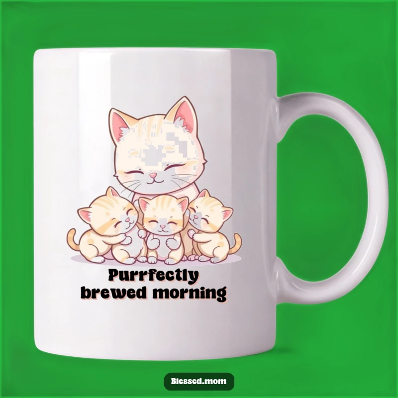 Funny Kawaii Mother Cat & Kittens Mug A Purrfectly Adorable Gift