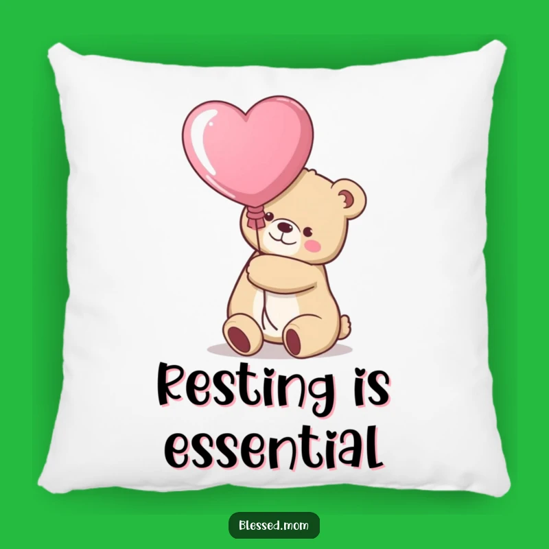 Cozy Funny Kawaii Bear Mom Pillow - Soft Heart Balloon Cushion Gift