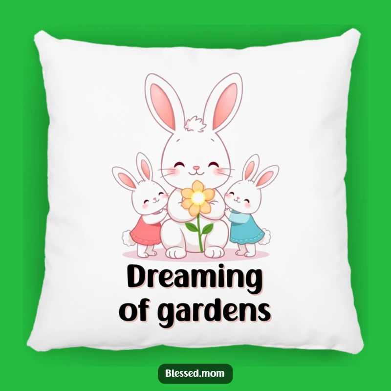 Cozy Funny Kawaii Bunny Mom Pillow - Soft Flower Cushion Gift