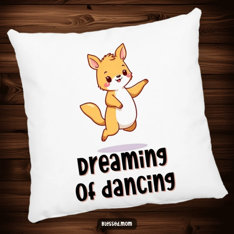 Funny Pillow with a dancing animal mid-sway, embodying energy and fun. A soft and funny gift.