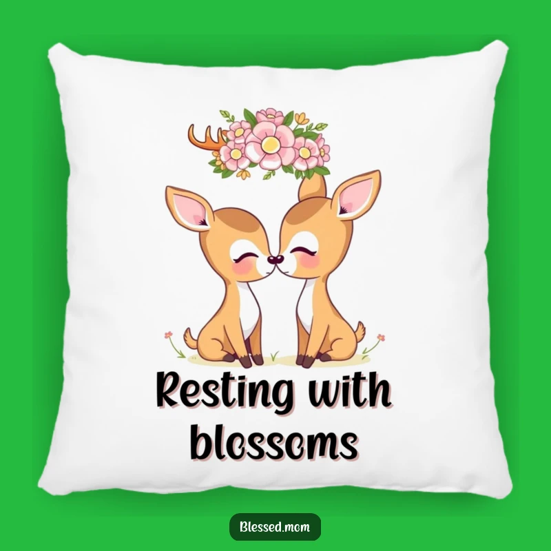 Kawaii Deer Mom Pillow - Soft & Sweet Floral Crown Comfort for Cozy Spaces