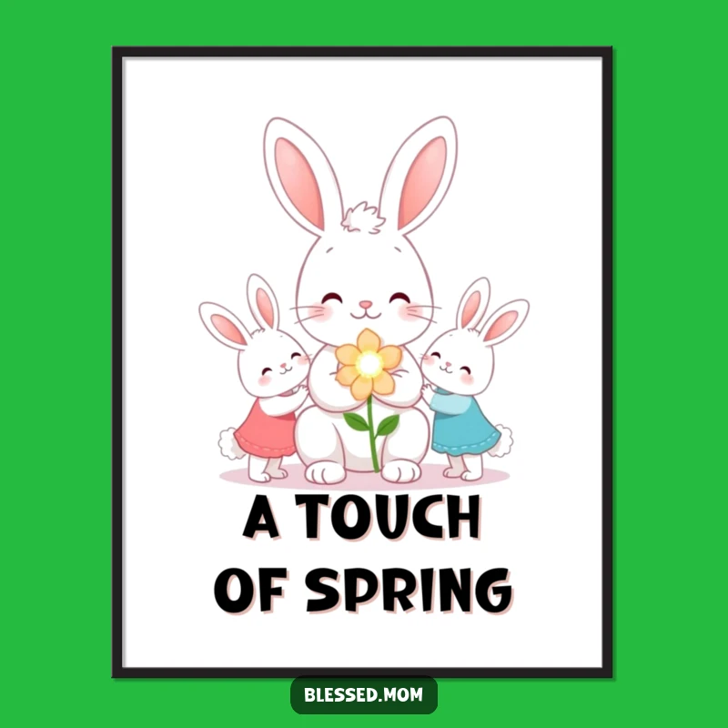 Funny Kawaii Bunny Mom Digital Art - Instant Flower Download Gift