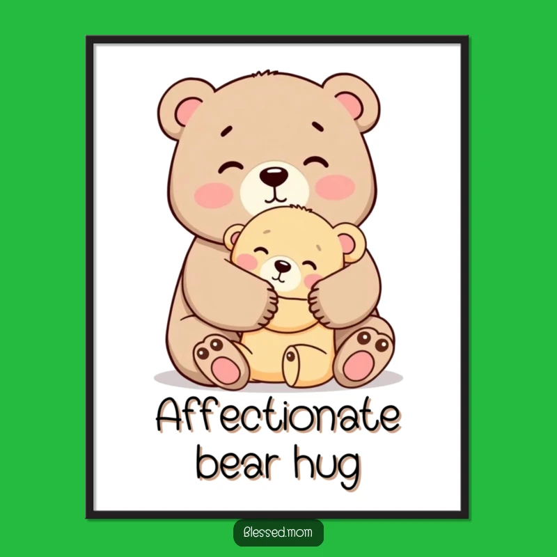 Funny Mama Bear Hug Digital Art - Instant Wall Decor Gift
