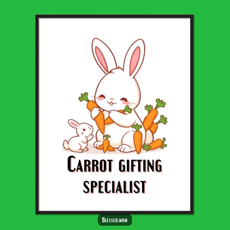 Funny Mama Rabbit Carrots Digital Art - Instant Bunny Decor