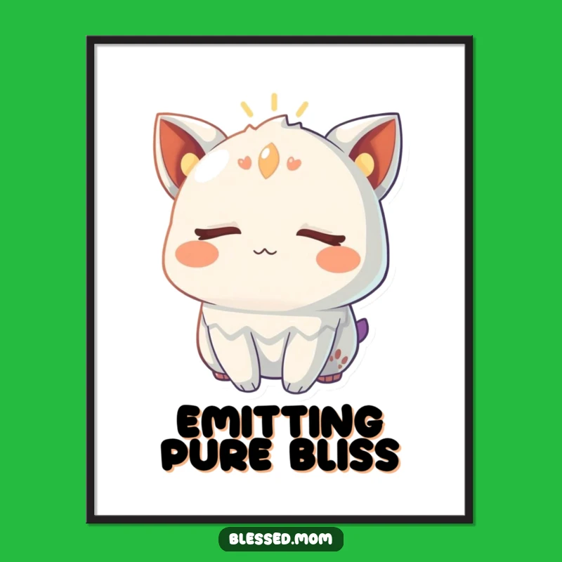 Funny Serene Creature Glow Digital Art Print: Bring Peaceful Radiance Instantly