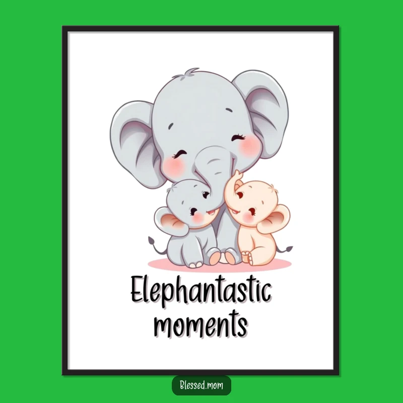 Funny Elephant Mom Digital Art - Joyful Trunk Tickle Printable for Moms