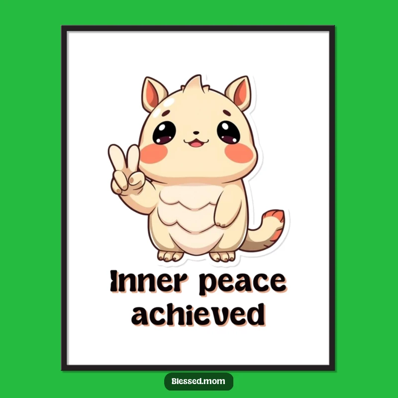 Funny Grateful Creature Peace Sign Digital Art Print: Inspire Gratitude and Positivity Instantly