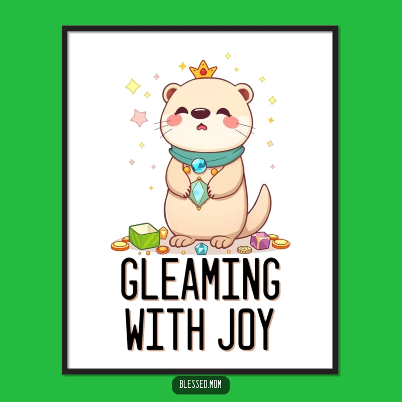 Funny Kawaii Otter Mom Art Print - Instant Shiny Treasures Decor