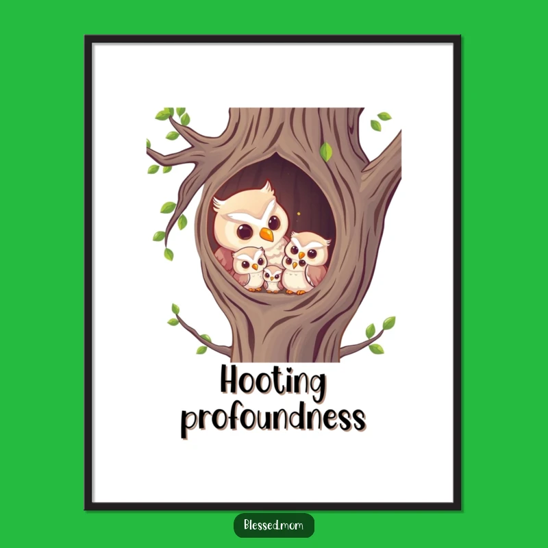 Funny Owl Mom Digital Art: Tender Moments for Your Walls