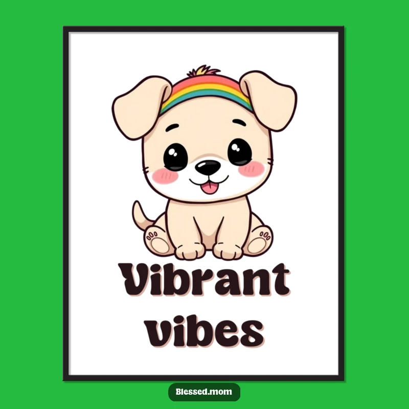 Funny Puppy Rainbow Digital Print: Cute Artwork Download, Adorable Decor, Cheerful Funny Gift