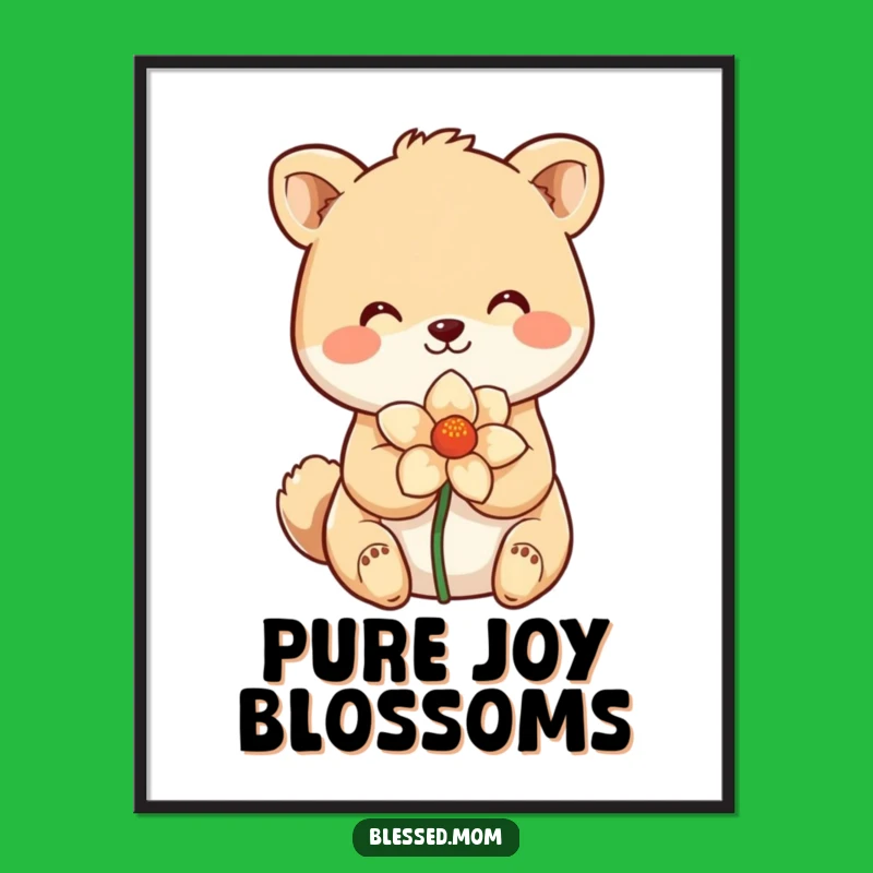 Funny Smiling Animal Digital Print: Decorate with Sweetness and this Funny Floral Art