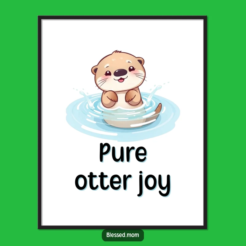 Funny Otter Mom Digital Art: Playful Splasher Print, Sparkling Pool Instant Gift
