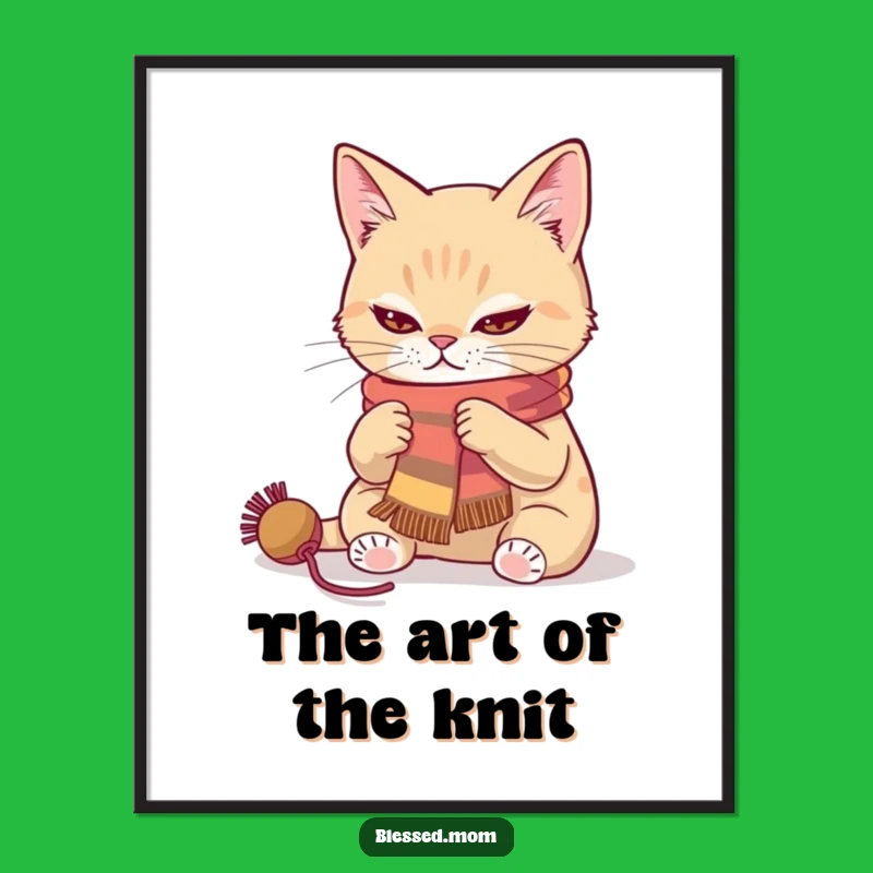 Funny Cat Knitter Digital Art - Instant Hilarious Gift Download