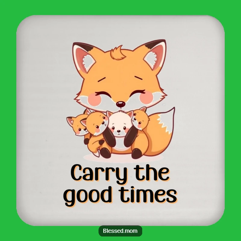 Funny Mama Fox Kits Coaster: Cute & Hilarious Protection for Surfaces