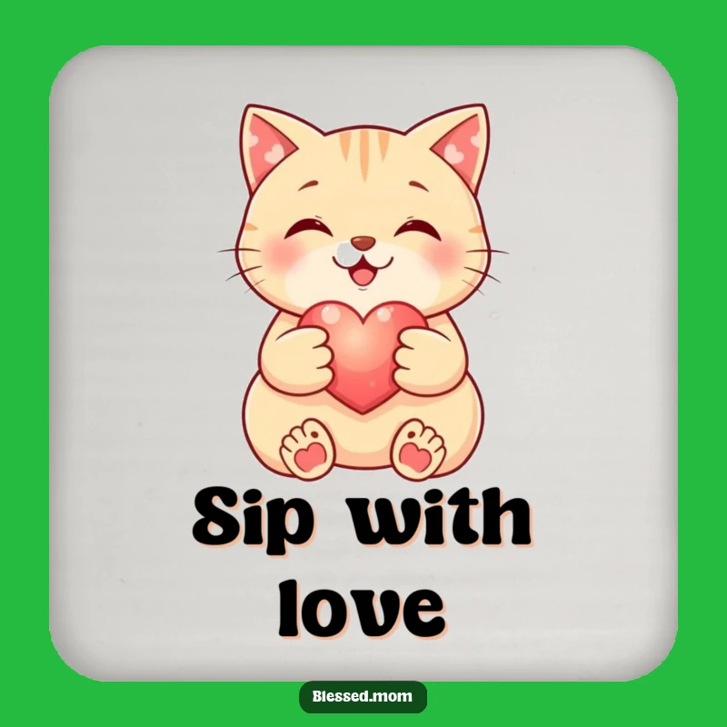 Funny Cat Heart Coaster: Cute Drink Base, Adorable Decor, Loving Funny Gift