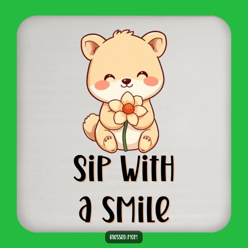 Funny Flower Smile Drink Coaster: Protect Surfaces with this Funny Floral Decor