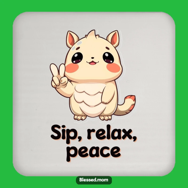 Funny Grateful Creature Peace Sign Coasters: Protect Your Surfaces with Positive Vibes
