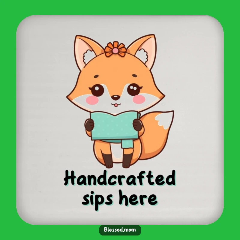 Funny Kawaii Fox Mom Coaster Set - Handmade Craft Home Decor