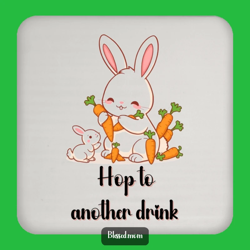 Funny Mama Rabbit Carrots Coaster - Tabletop Bunny Gift