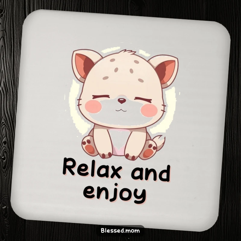 Funny Drink Coaster with a peaceful animal illustration, perfect for protecting surfaces with serene humor. A cute and funny gift.