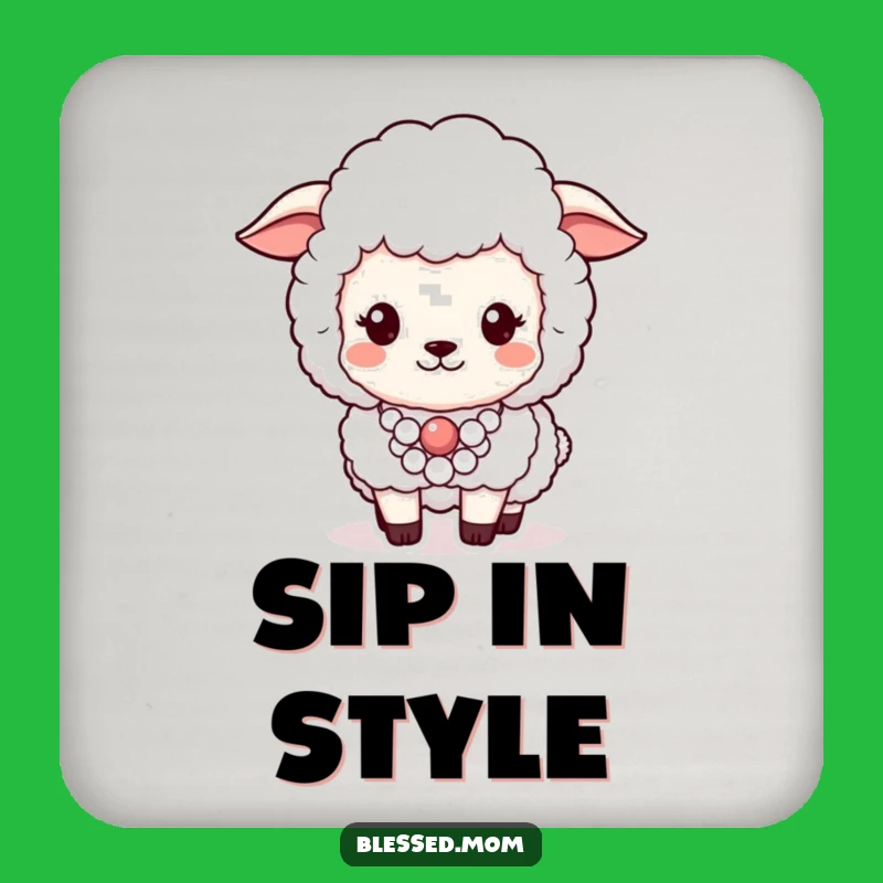 Funny Sheep Pearl Necklace Coaster: Posh Ewe Protection - Cute Gift