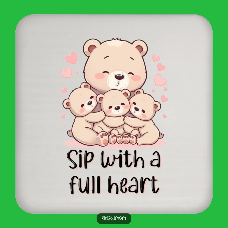 Heartwarming Bear Hug Mom Coasters - Tender Gift for Home Decor
