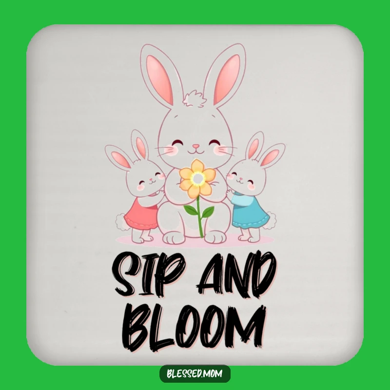 Funny Kawaii Bunny Mom Coaster Set - Flower Home Decor Gift