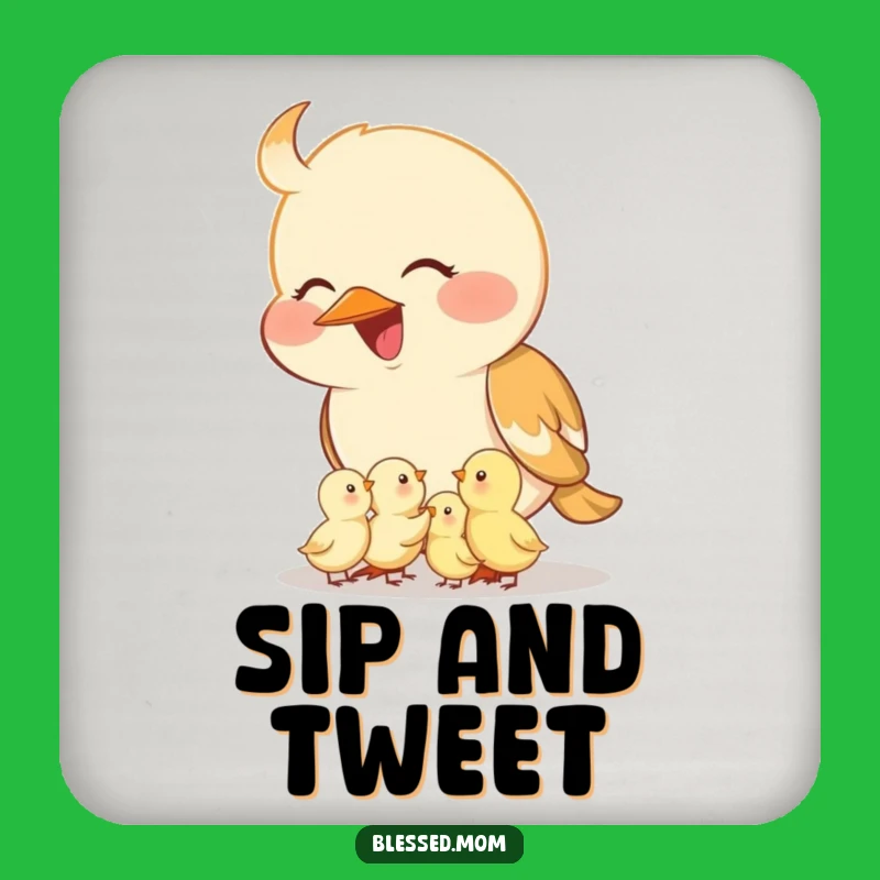 Funny Mama Bird Coasters: Nurturing Protection, Tiny Chicks Gift Set