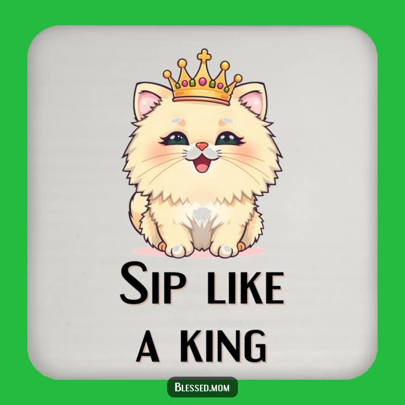 Funny Cat Crown Coaster - Royal Feline Table Protector, Humorous Gift