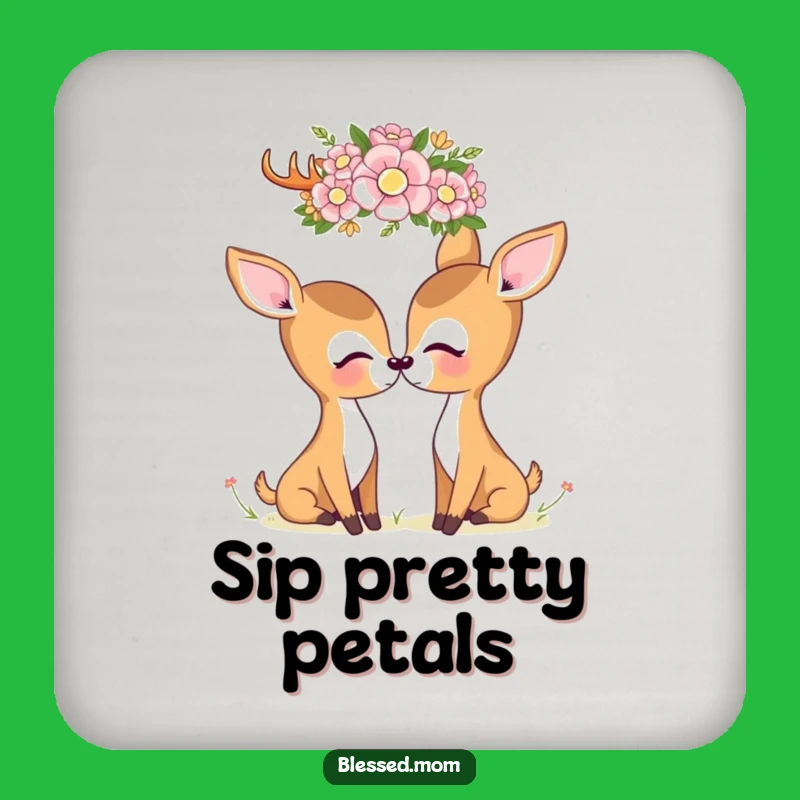 Kawaii Deer Mom Coaster Set - Protect Surfaces with Gentle Woodland Charm