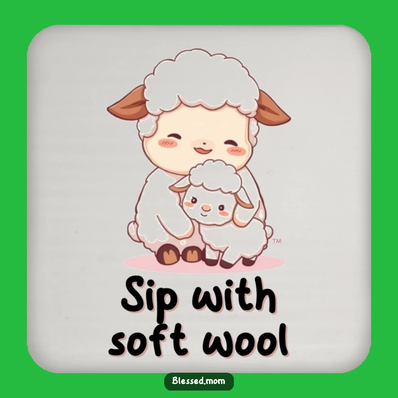 Contented Sheep Mom Coaster Set - Protect Surfaces with Gentle Nuzzle Charm