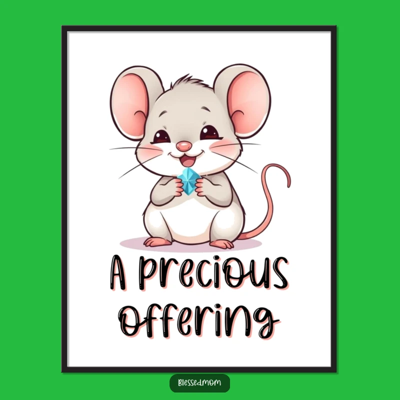 Funny Mouse Poster: Tiny Jewel Art, Perfect Cheerful Mouse Gift