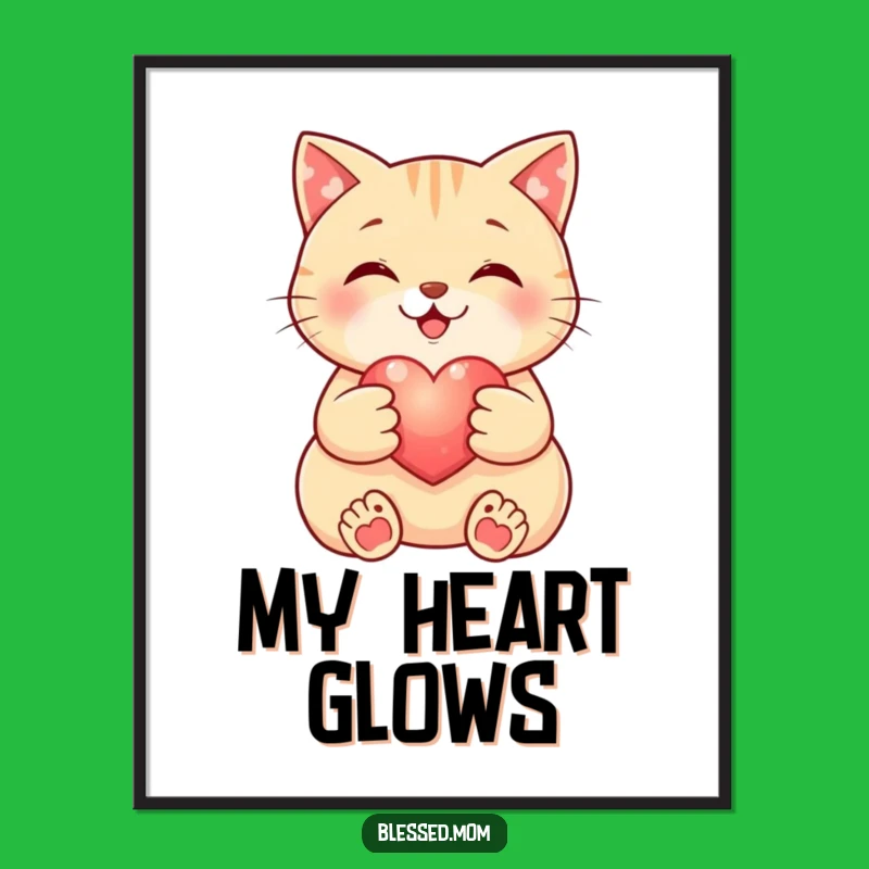 Funny Cat Heart Poster: Cute Wall Art, Adorable Pet Decor, Romantic Funny Gift