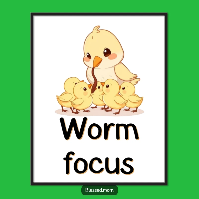 Funny Mama Bird Feeding Poster: Whimsical Wall Art for Mom's Decor