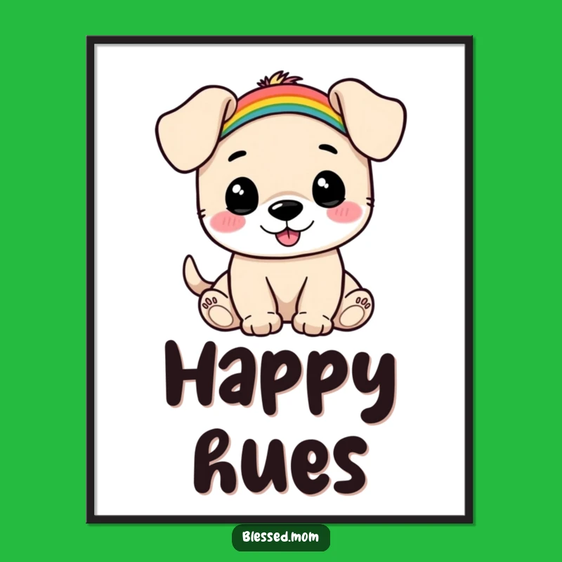 Funny Puppy Rainbow Poster: Cute Wall Art, Adorable Decor, Cheerful Funny Gift
