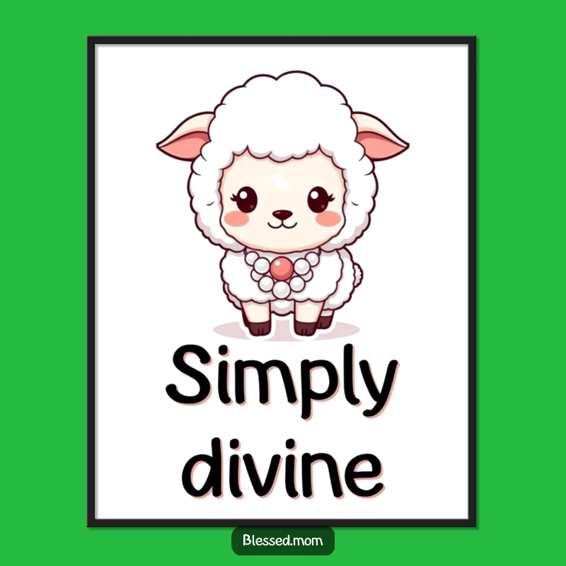 Funny Sheep Pearl Necklace Poster: Posh Ewe Art - Gift Idea