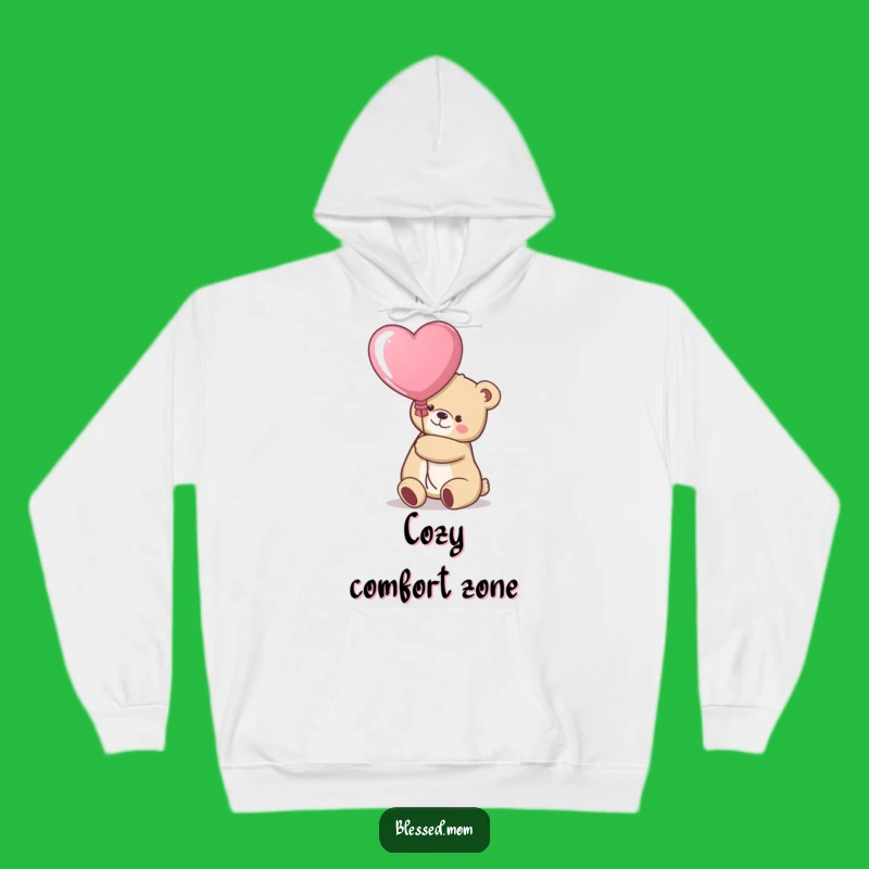 Cozy Funny Kawaii Bear Mom Hoodie - Warm Heart Balloon Gift