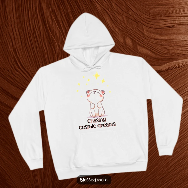 Funny Hoodie with an animal looking up at glowing stars, embodying hope and gratitude. Cozy and funny, a perfect funny gift.