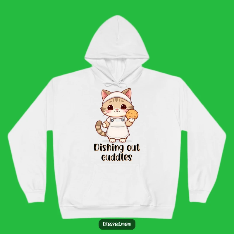 Funny Kawaii Cat Mom Hoodie: Cozy Apron Comfort, Warm Cookie Gift