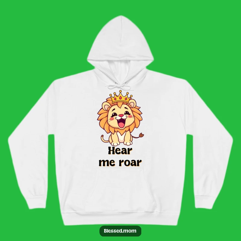 Funny Kawaii Lion Mom Hoodie - Cozy Playful Roar Crown Gift